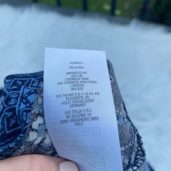 Susan Graver Womens Floral Woven Tie Neck Peasant Tunic Top - Size Med. petite - Picture 12 of 12